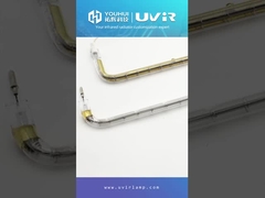 Tubo de lâmpada de aquecimento infravermelho único tipo U, lâmpada de quartzo halógena banhada a ouro