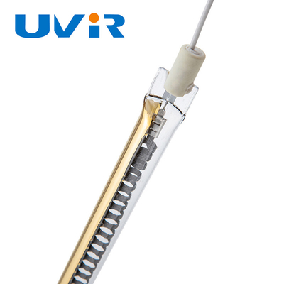 Lâmpada aquecedora de quartzo IV de fibra de carbono de tubo único base R7S com revestimento dourado