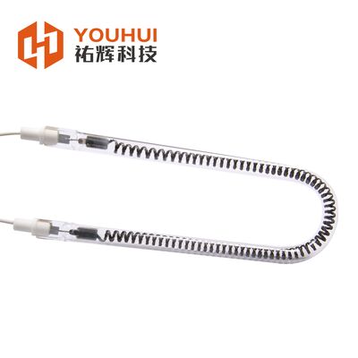 Lâmpada de aquecimento a infravermelho de fibra de carbono de tubo único em forma de U com temperatura de filamento de 1100 a 2600 °C e reflector de ouro